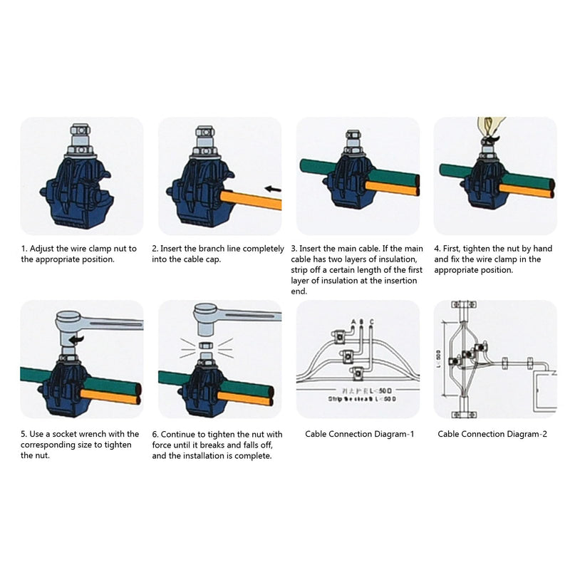 5 Pcs Insulation Piercing Connector 1KV No Peeling Piercing Clamp High Low Voltage Cable Splitter (Black-1) black-1