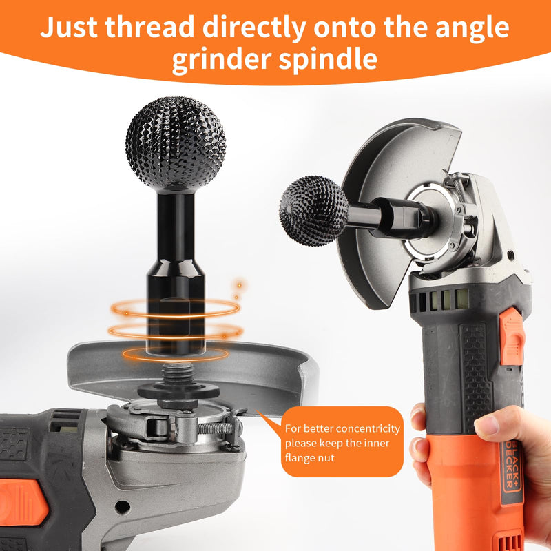 Sphere Rotary Burr with 5/8-11 Threads for 4 1/2 and 5 Inch Angle Grinder, Ball Gouge Angle Grinder Attachments Power Carving Tools for Woodworking Polishing Engraving - NewNest Australia