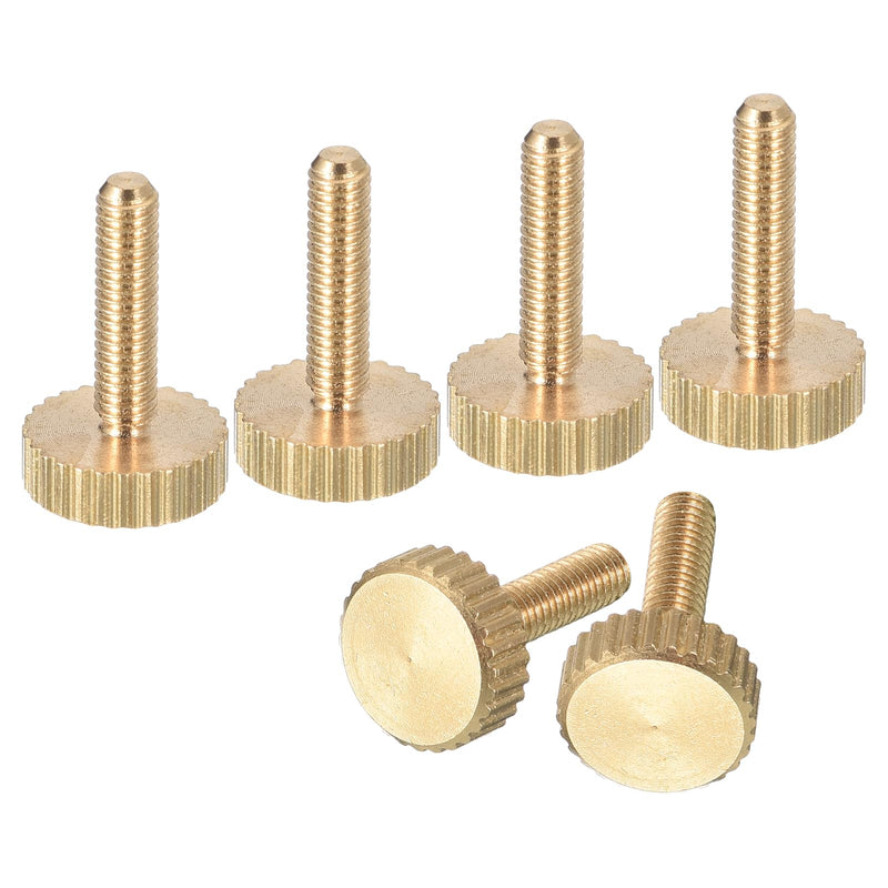 uxcell M3x12mm Knurled Thumb Screws, 6pcs Flat Knurled Head Fully Threaded Brass Thumb Screws Bolts Grip Knobs Fasteners 6