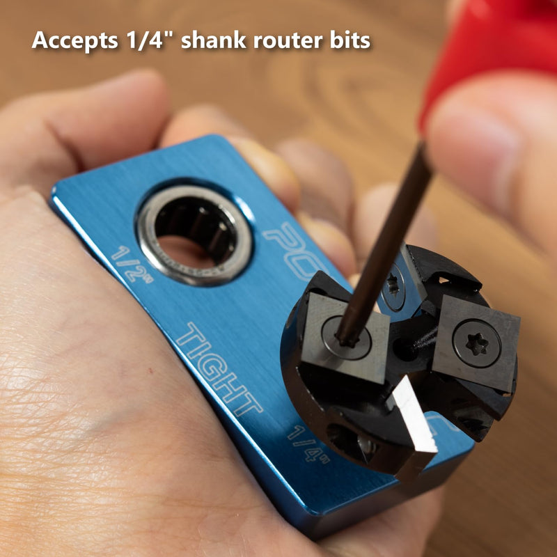 POWERTEC Router Bit Vise Magnetic, Router Bit Holder, 1/4" & 1/2" Shank with One-Way Bearing, Router Bit Vice Storage, Multi Functional, Cleaning & Sharpening, Portable Durable Lightweight - 71974