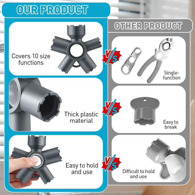 Enhon 10 in 1 Faucet Aerator Removal Tool Faucet Aerator Key for Hidden Threaded Aerator/Aerator with Housing (Cut Edge&Round) Aerator Tool with Size M16.5/M18.5/M21.5/M22/M24/M28 Aeration Tool