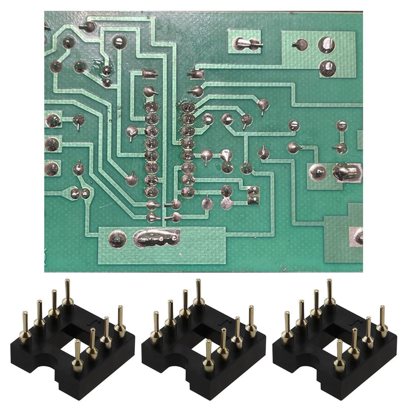 20Pcs Gold Plated 8-Pin DIP Round IC Chip Socket Adaptor 2.54mm Pitch Straight IC Socket for 8 DIP OP-AMP IC Sockets for NE5532 Burr Brown LM Audio Grade