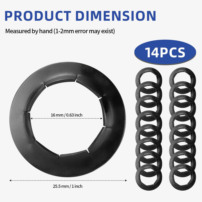 Dolly Wheel Lock Washer Replacement for Hard-to-Find Push-On Pushnuts, 5/8" Push Nut Locking Washer Fit for Hand Truck 5/8" Axle Rod Push, Phosphate + Oil, 14 Pcs.