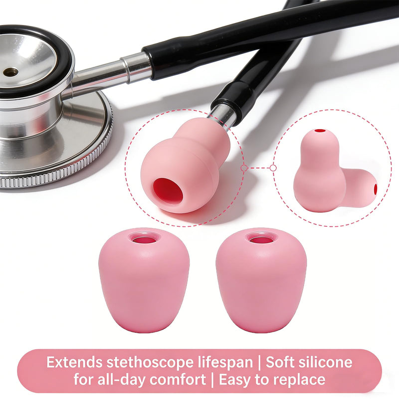 4 Pcs Stethoscope Ear Tips Replacement for Stethoscopes,Compatible with Littmann Eartips,Ear Piece,Replacement Parts for Classic III,Cardiology 3/4&IV,Small/Medium,Silicone Earplug (pink) pink