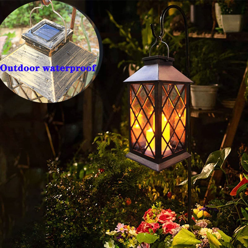 Solar Lantern Outdoor,Garden Hanging Lantern- PVC Waterproof 3 LED Flickering Flameless Candle Decorative Lights for Table,Outdoor,Party(1 Pack) 1 pack solar lanterns
