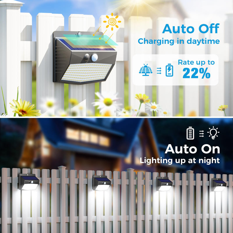 Peasur [6 Packs] Solar Lights Outdoor Motion Sensor Solar Security Lights Waterproof with 3 Lighting Modes Solar Powered Wall Lights Outside for Garden Fence Yard Deck Black 6 Pack