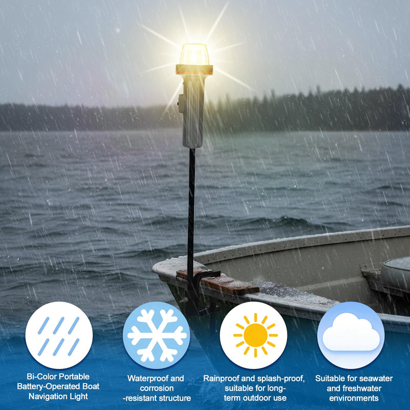 Tuanse Portable Battery-operated Boat Navigation Light, Bi-color Red/green Bow Light with Adjustable Clamp and 24" Stern Lamp, Waterproof for Small Boats, Kayaks, Canoes