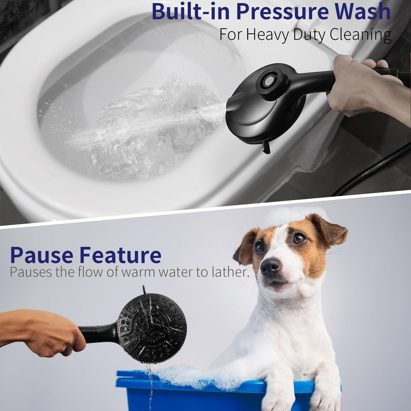 Filtered Shower Head with Handheld - 10 Spray Modes High Pressure Handheld Shower with Filter Spray Combo, Magnetic Shower Heads, With 60-Inch Long Hose（Matte black） Matte Black