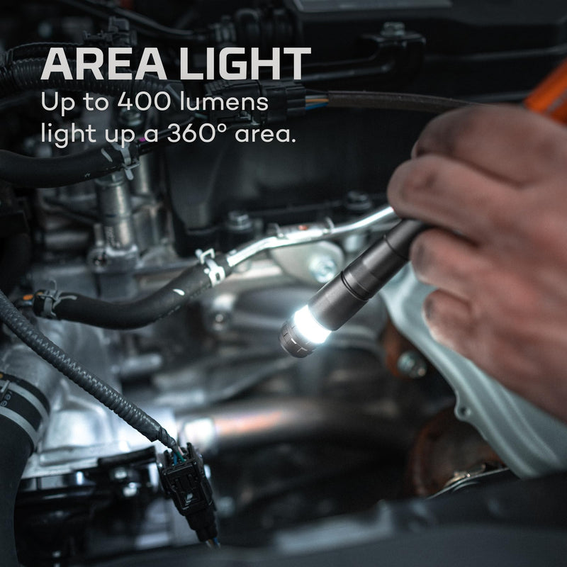 NEBO Inspector 500+ Flex Pen Light | 500 Lumens, 8 Light Modes, Rechargeable LED Flashlight & 360 Degree Area Lighting, Magnetic Base, IPX7 Waterproof, Pocket Size for EDC, Includes USB Charging Cable Gray - 500 Lumens