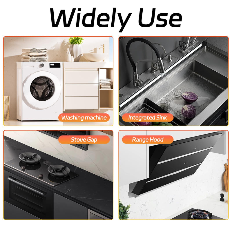 Stainless Steel Stove Counter Gap Cover (2 Pack), Stove Guard, Stove Gap Filler for Kitchen, Range Trim Kit, Easy Clean with Heat Resistant, Adjustable Length 13.8” to 27.6” Black