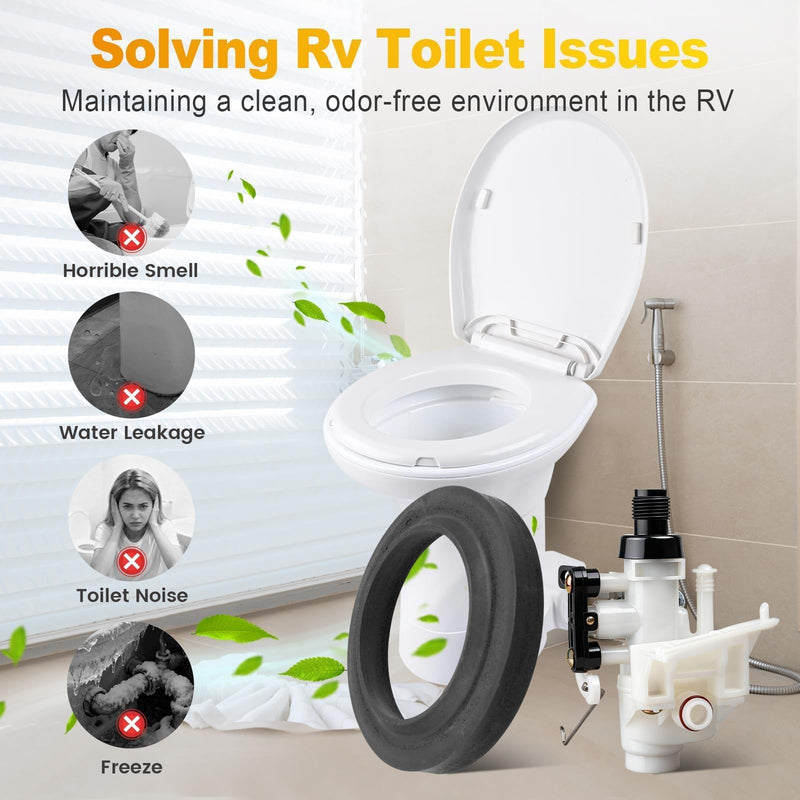 Oyviny 31705 31688 31835 31687 RV Toilet Water Valve Kit Fit for Thetford Aqua-Magic V High and Low Models Freeze Resistance & Leakage Resistance RV Toilet Part with Flange Seal Solve Leakage Problem