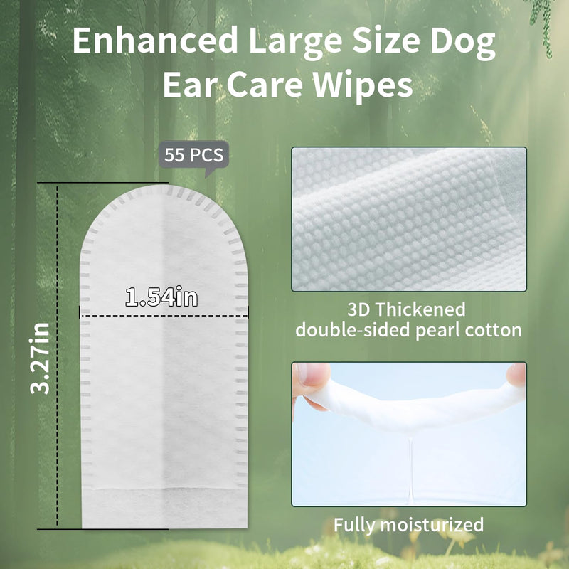 Dog Ear Finger Wipes, Pet Ear Cleaner Wipes Disposable Natural Ear Relief Cleaning Pads Finger Sleeves for Dog Cat Remove Earwax Odor Soothe Ear Itching and Infection, Cat Ear Wipes, 55 Pcs - PawsPlanet Australia