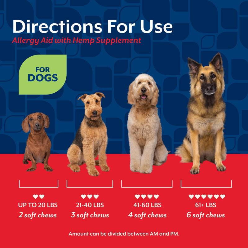 NaturVet Hemp Allergy Aid Supplement for Dogs, Hemp Seed, Antioxidants, Omegas, Dha & Epa for Healthy Skin & Respiratory Health, 120 Count 120 Soft Chews No Color