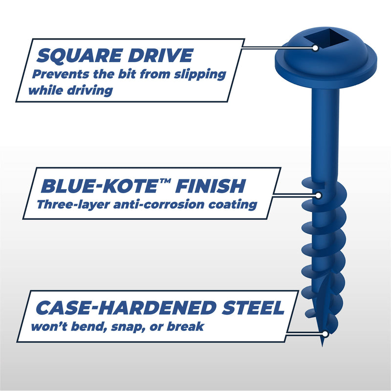 Kreg SML-C250B-50 Blue Kote Pocket Screws, 2 1/2-Inch, Coarse Thread, Maxi-Loc Head (50 Count) - NewNest Australia