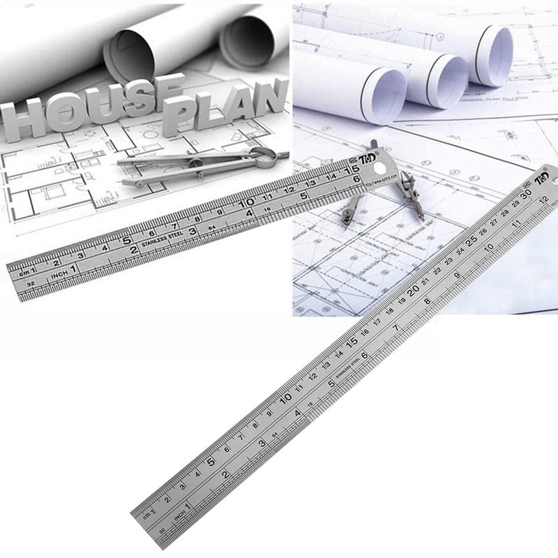 YouOKLight Metal Ruler Set,6 inch Ruler and 12 inch Ruler. Ruler Inches and Centimeters,Metric Ruler 12 Inches,Metal Ruler 12 inch,Drawing Ruler,Flexible Ruler,Precision Measuring Metal Ruler Silver.