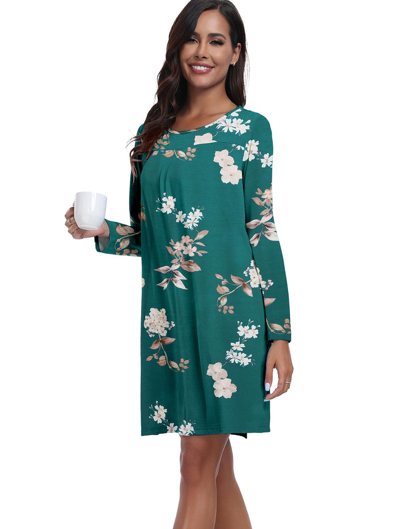 Deyeek Hospital Gowns for Women Tear Away Snap Long Sleeve Open Back Dress Nursing Gowns Post Shoulder Surgery Dress Green Print Large