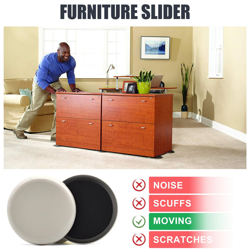 Furniture Sliders, 8 Pcs 3 1/2'' Furniture Sliders Pads for Hardwood Floors, Chair Legs Floors Protectors, Reusable Round Glides Glider, Heavy Duty Furniture Movers Sliders 3 1/2" Round-8 Pack