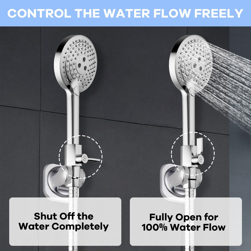 Shower Head Shut Off Valve, 1/2" NPT Water Flow Control Valve, 304 Lead-Free Stainless Steel Mini Ball Valve with Handle Lever, Shower Head Valve for Handheld Shower Head（2 Packs） 2PCS Shower Valve
