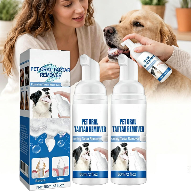 Pet Oral Tartar Remover, Pet Dental Foaming Care Spray, Oral Spray for Dogs Teeth Cleaning, Breath Freshener,Support Healthy Gums, No Brushing Needed Pet Dental Care Spray (2pcs)