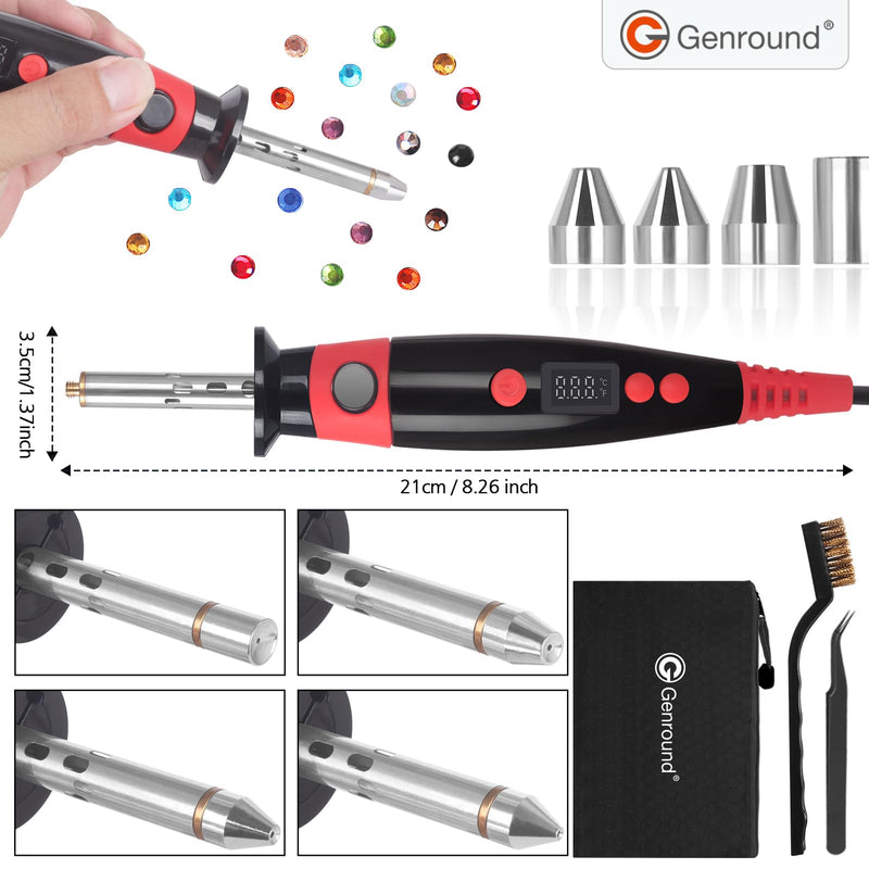 Hotfix Rhinestone Setter, LCD Display Hotfix Applicator Tool Bedazzler Kit with Rhinestones Hot Fixed Wand for Clothes Clothing Fabric Crafts 6000pcs AB Crystal Clear 3 Gems Sizes Tips