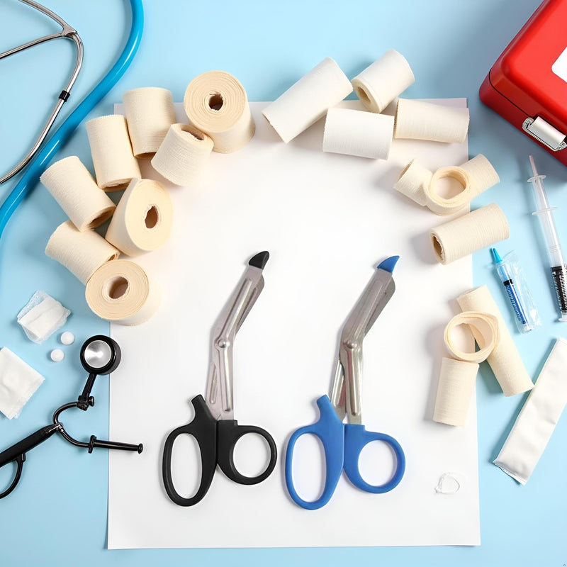 2Pcs Black and Blue Medical for Nurses Trauma Shears EMT Bandage Shears with Non-Stick Blades Heavy Duty Nursing Scissors for Doctors Paramedic Instruments and Surgical Tools Medical Supplies