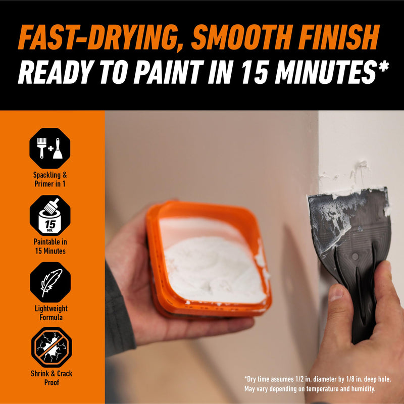 GORILLA Wall Repair Kit, Heavy Duty Spackling Tub, 4 in Patch, 8 Fl Oz (Pack of 2)