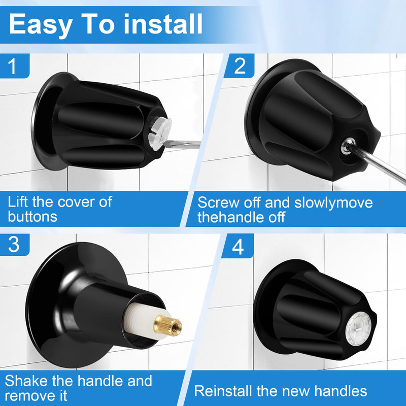 Coolfell Tub Shower Trim Kit, Matte Black Shower Knob 3 Piece and Bath Tub Spout, for Price/Pfister Verve and 3 Handle Tub Shower Faucet, Bathtub Spout for 1/2" Copper, 1/2" and 3/4" Male Thread