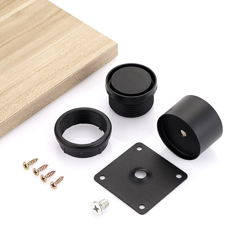 OwnMy 4PCS 2 Inch Stainless Steel Furniture Legs Feets Metal Cabinet Desk Legs, Adjustable Round Metal Furniture Risers Replacement Legs Corner Feets Heavy Duty Table Leg Extenders for Sofa Chair Black