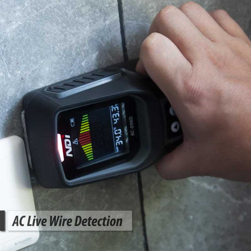 NDI 098D 5‑in‑1 Stud Finder Wall Scanner with Laser Liner – Precise Stud, Metal, Pipe & Live Wire Detection + Moisture Scan & Laser Guide