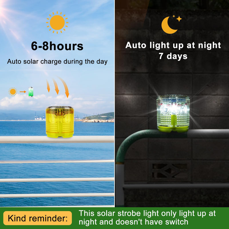 Aolyty Solar Strobe Warning Light Strong Magnetic Base Flashing Super Bright 360 Degree Automatically Turn On Waterproof for Construction Traffic Factory (Red) Red