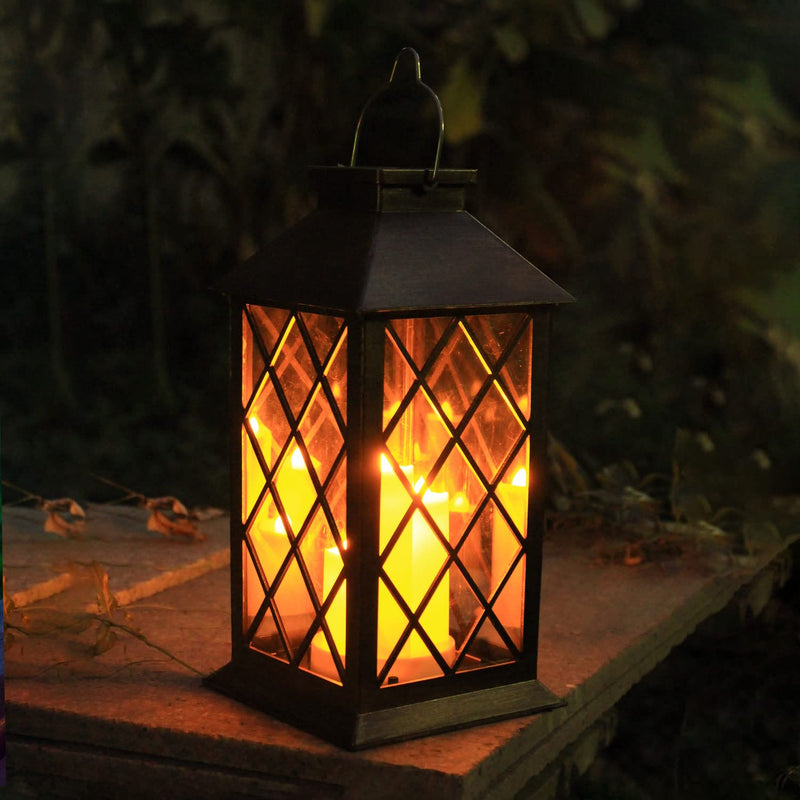 Solar Lantern Outdoor,Garden Hanging Lantern- PVC Waterproof 3 LED Flickering Flameless Candle Decorative Lights for Table,Outdoor,Party(1 Pack) 1 pack solar lanterns