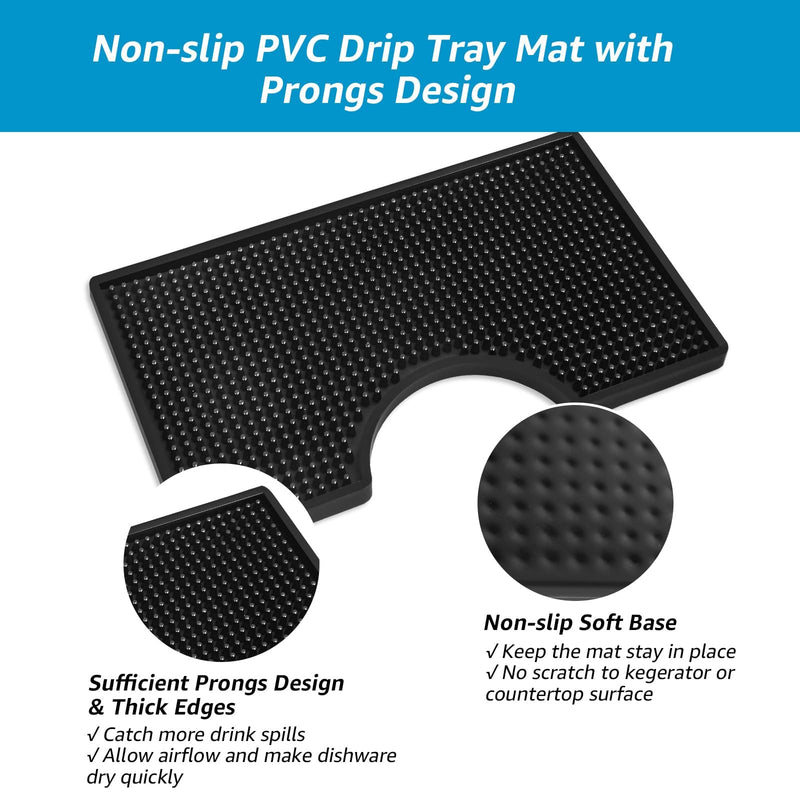 Non-Slip Beer Drip Tray Mat, 4.5'' Draft Beer Tower Flange Cutout Soft PVC Kegerator Surface Mount Beverage Bar Drip Tray