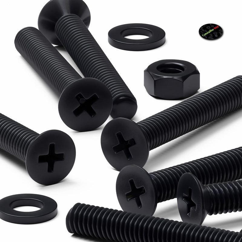 50 x Black Nylon Countersunk plastic machine screws, M6 x 40mm, Plastic Bolts, Nuts & Washers, (15/64 x 1-37/64 in)