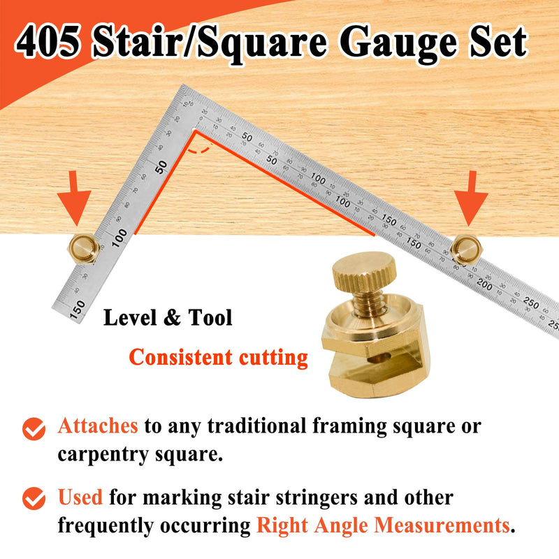 3Pcs 405 Stair and Square Gauge Set, Measurement Reference Tool, Brass