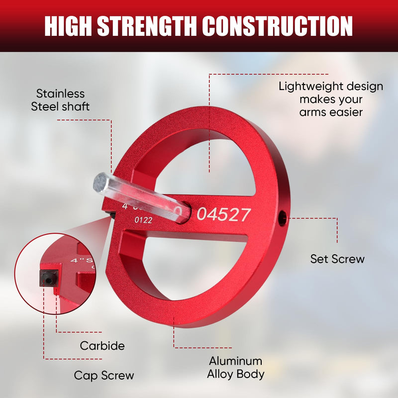 6-Pcs PVC Pipe Reamer Set with 2 Carbide Square Cutting Blades Sizes: , 3/4”, 1“, 1-1/2“, 2”, 3“, 4” Aluminum Cutting Head For PVC, CPVC, or ABS Piping (Red)