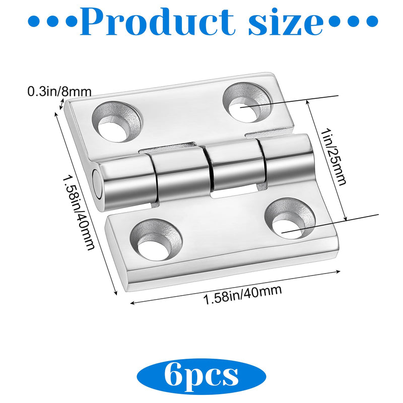Lemecima 6 Pack 316 Stainless Steel Hinges Marine Grade (2" × 2" or 1-1/2" × 1-1/2" Heavy Duty Boat Hatch Hinge Casting Cabinet Door Hinge