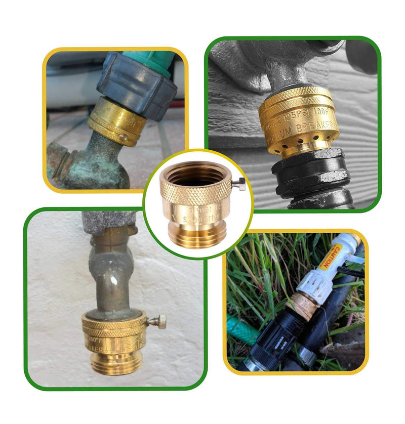 2 Pack Brass 3/4" Inch GHT Hose Bibb Connector Backflow Preventer Vacuum Breaker 2 Pack Vacuum Breaker