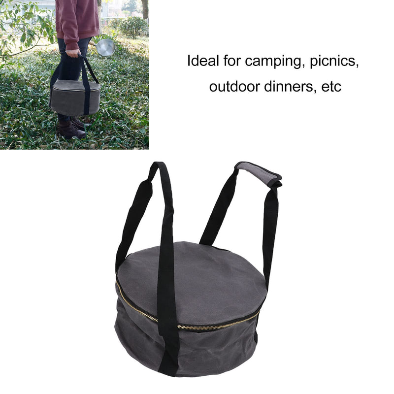 Dutch Pot Storage Bag Dustproof Cast Iron Cookware Bag Heavy Duty Enamel Pot Travel Bag for Cookware Frying Pans Utensils Camping(Dark grey)