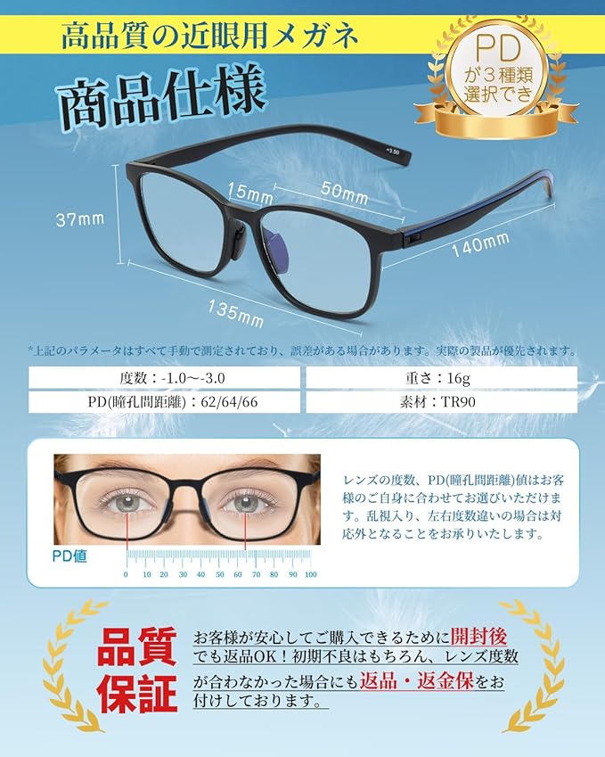 [CEETOL] Prescription Glasses, Prescription Glasses, Nearsighted Glasses, Men's, Women's, Stylish PC Glasses, UV Protection, Computer Glasses, TR90, Elastic Frame, Clear, Thin Lens, Unisex, Lightweight - NewNest Australia