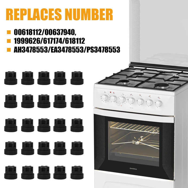 Rubber Grate Feet Part for Thermador Bosch Range/Gas Cooktop, Stove Grill Rubber Feet Replacement 00618112 1999626 617174 618112 AH3478553 EA3478553 PS3478553, 30 Pack