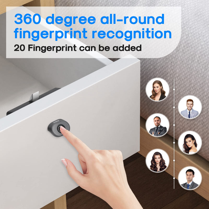 Bluetooth Fingerprint Cabinet Lock, Smart Biometric Cabinet Lock, Keyless Hidden File Drawer Wardrobe Lock, Child Safety Electric Fingerprint Lock, DIY Wooden Furniture Privacy Lock (Alloy Steel) Alloy Steel