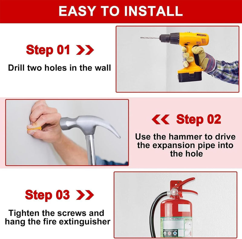 Universal Fire Extinguisher Bracket, Fire Extinguisher Mounts & Brackets up to 40 lbs, Suitable for Big and Small Fire Extinguisher Cabinet, Holder for Dry Chemical and Water Extinguishers (2 Pack) 2