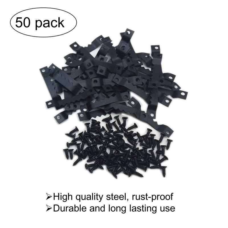 50 Pack Small Sawtooth Picture Hangers Steel Picture Hanging Picture Frames Hangers with Screws Picture Hang Solutions, for Hanging Clock Paintings Artwork Picture Frame Hook Photos (Black) Black Sawtooth -50 Pack