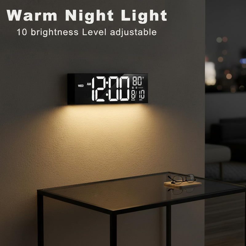 JALL 16.15 inch Large Digital Wall Clock, RGB Lights with Remote Control, Dual Alarms with Big LED Display, Auto DST, C° / F° Temperature for Classroom, Birthday Gift, Senior Black 16 inches