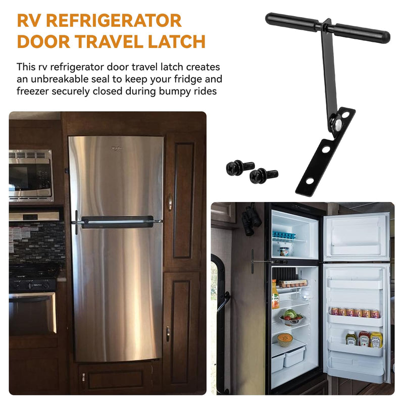 RV Refrigerator Door Latch Travel Fridge Lock 1-3/16" Hole Spacing for Camper Fridge & Freezer, Keeps RV Fridge Door Closed While Traveling, RV Metal Latches Kit Replacement Door Hardware Locks Part