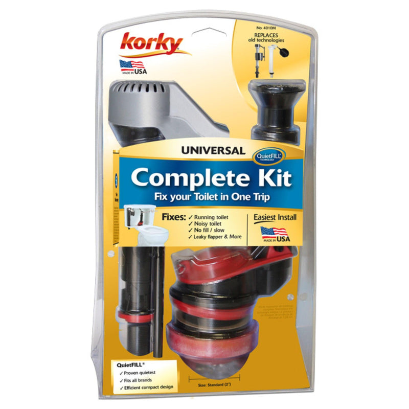 Korky Standard 2-inch Complete Toilet Repair Kit, Fixes: Running, Noisy, No/Slow Refill, and No/Weak Flush Toilets, Easy to Install, 4010MP