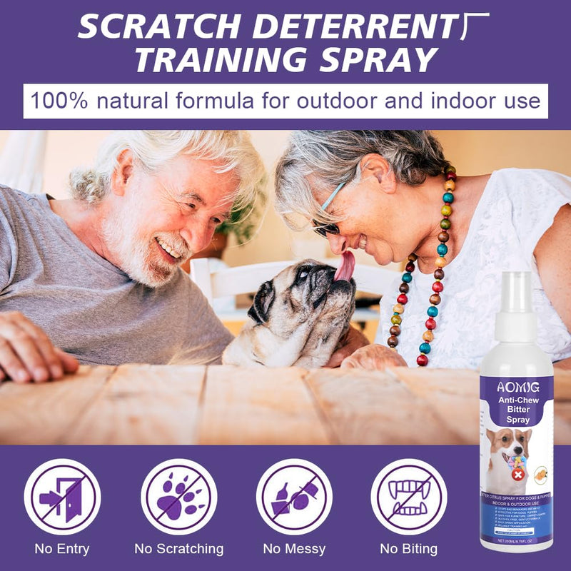 AOMIG Bitter Apple Spray for Dogs to Stop Chewing Licking, No Chew Spray for Dogs, Alcohol-Free Dog Deterrent Sprays to Anti-Chew Furniture Shoes, Indoor & Outdoor Safe Effective Training Aid, 200ml Anti-Chewing Bitter Spray