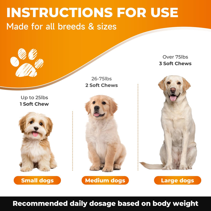 Dog Hip & Joint Supplement, 180 Chicken Chews - Glucosamine Chondroitin MSM Turmeric for Large Breed & Senior Dogs 180 Count