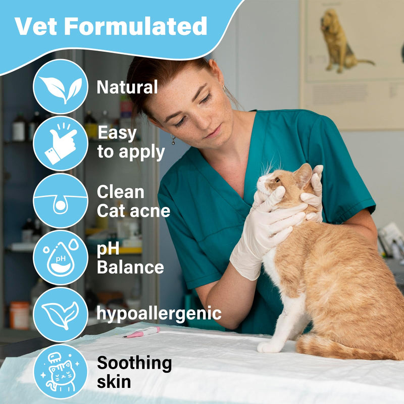 Cat Black Seed Cleaner Kit,4 fl.oz Remove Cat Chin Blackheads Gentle & Effective Acne Chin Treatment 2-in-1 Wash and Black Seed Brush Soft Silicone Cat Grooming Scraper Brush - PawsPlanet Australia