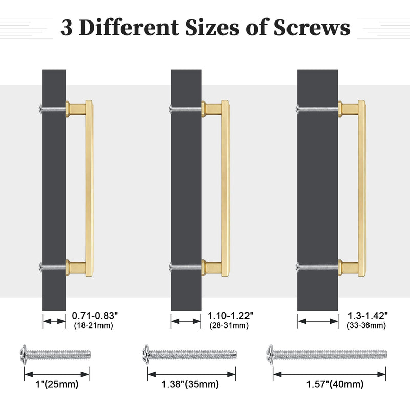 Gobrico 10 Pack 5 Inch (128mm) Hole Center Cabinet Handles, Brushed Gold Kitchen Cabinet Pulls, Brushed Brass Drawer Pulls, Zinc Alloy Solid Cabinet Cupboard Handles, 5-9/16'' Overall Length 5 Inch Hole Center